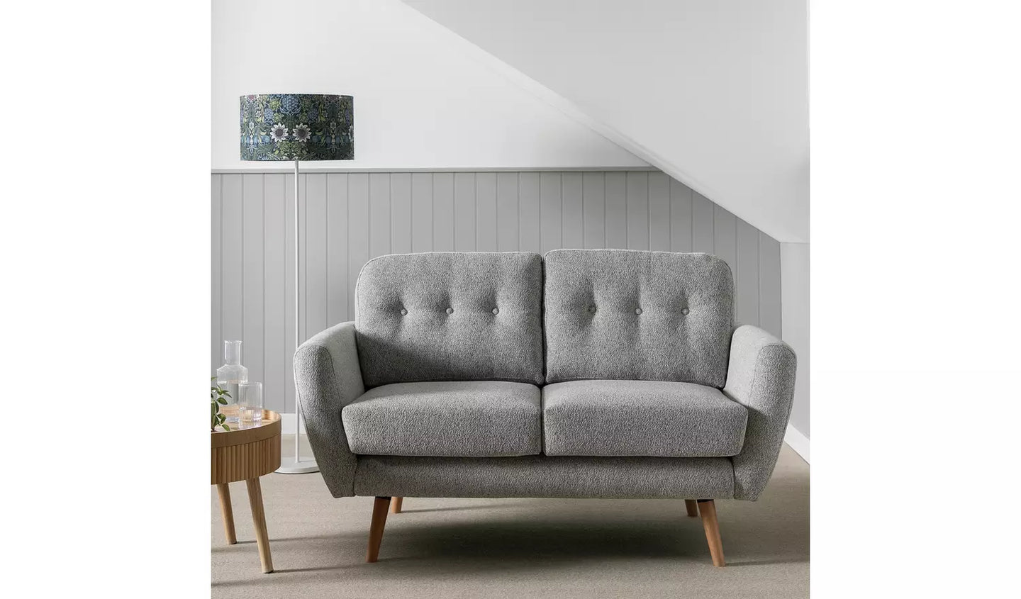 Assembled Habitat Finney Fabric 2 Seater Sofa - Grey
